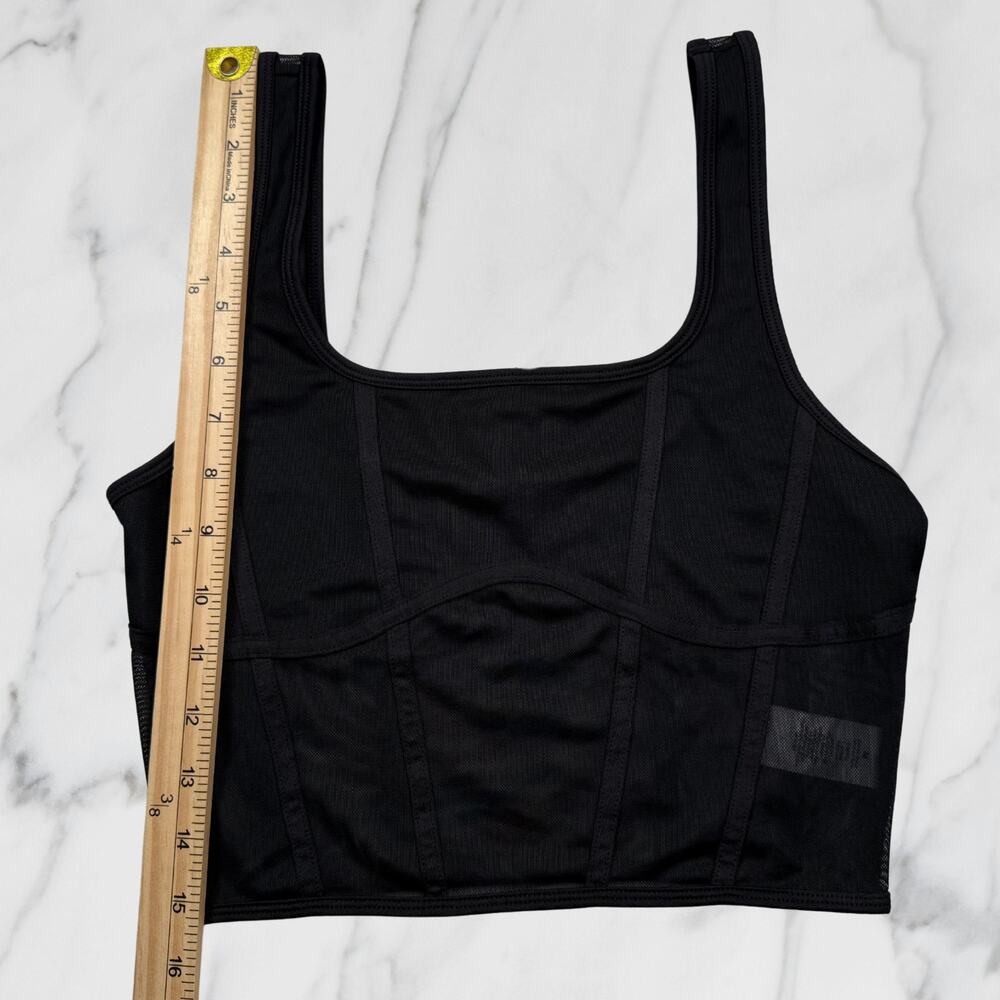 Garage Black Mesh Corset Bustier Crop Top Square Neck Medium - Picture 7 of 8